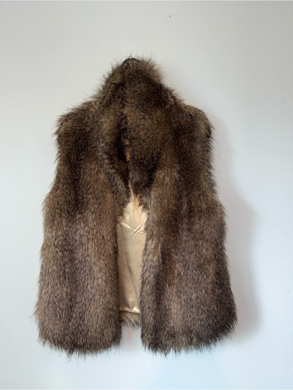 Brown Faux Fur Puffer Vest - Women's Sleeveless Coat